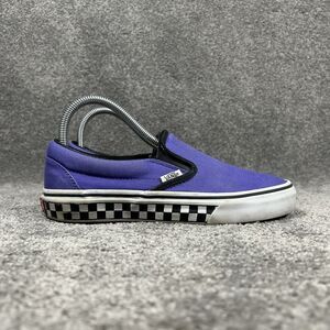 Van's Customs Classic Slip On Men's 6 Women's 7.5 Purple Canvas Skate Shoes Used